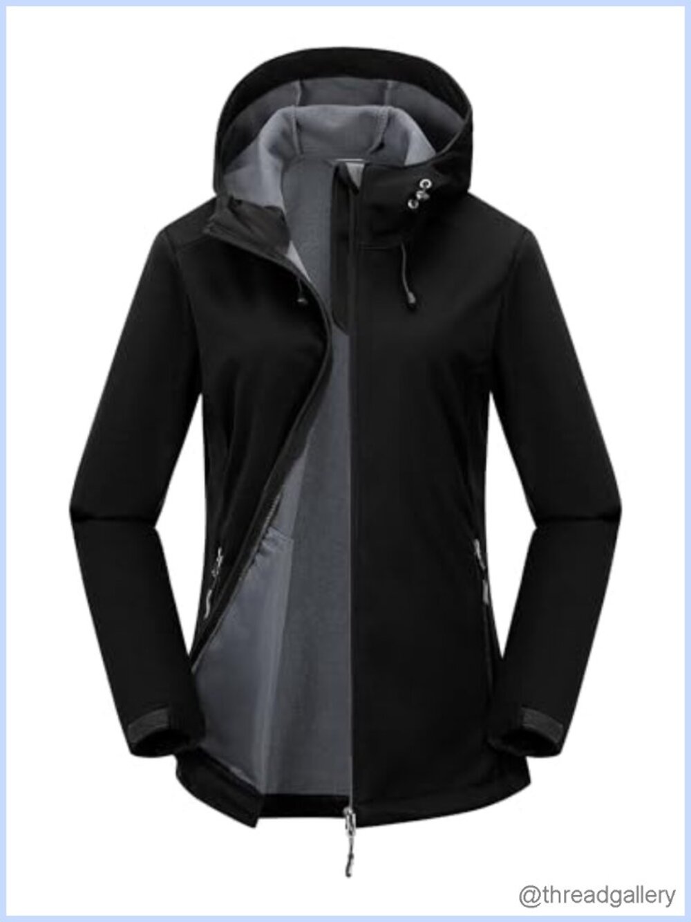 Women's Waterproof Softshell Jacket Fleece Lined Windproof Hooded Coat